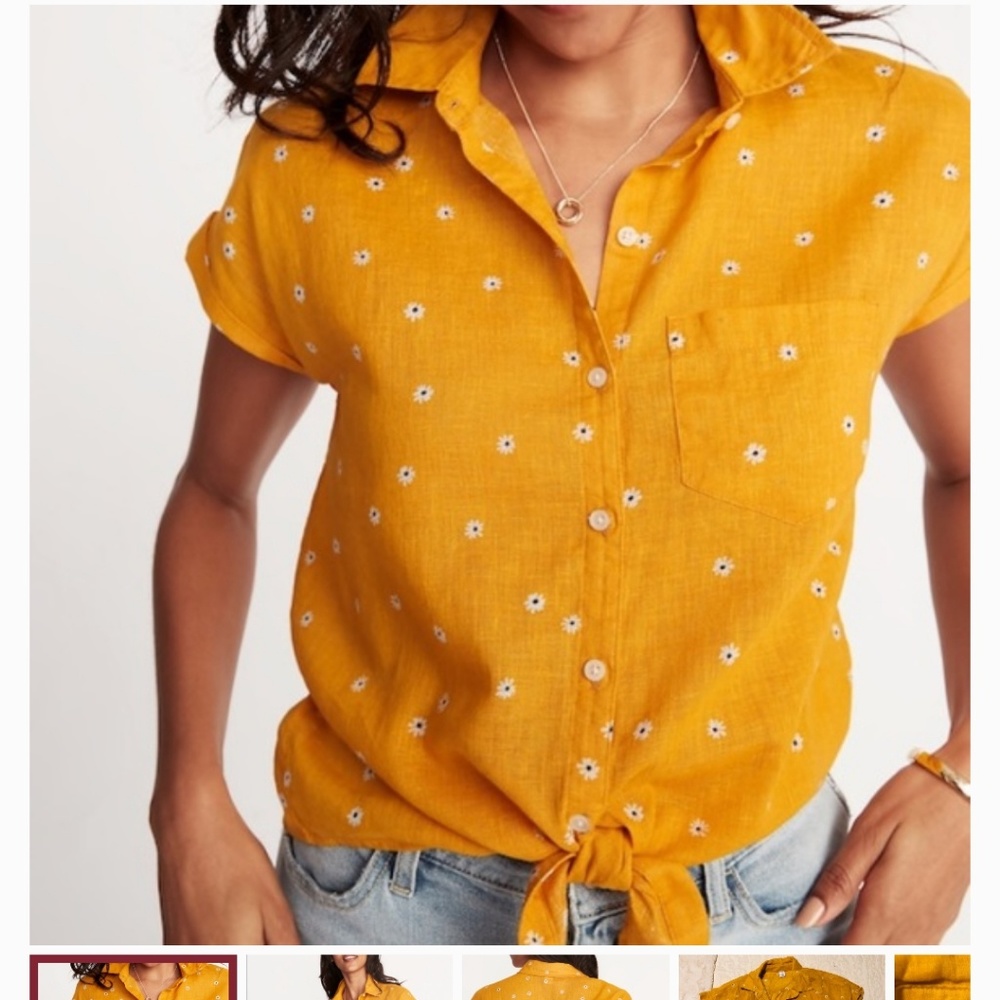 BNWOT Old Navy tie hem linen shirt